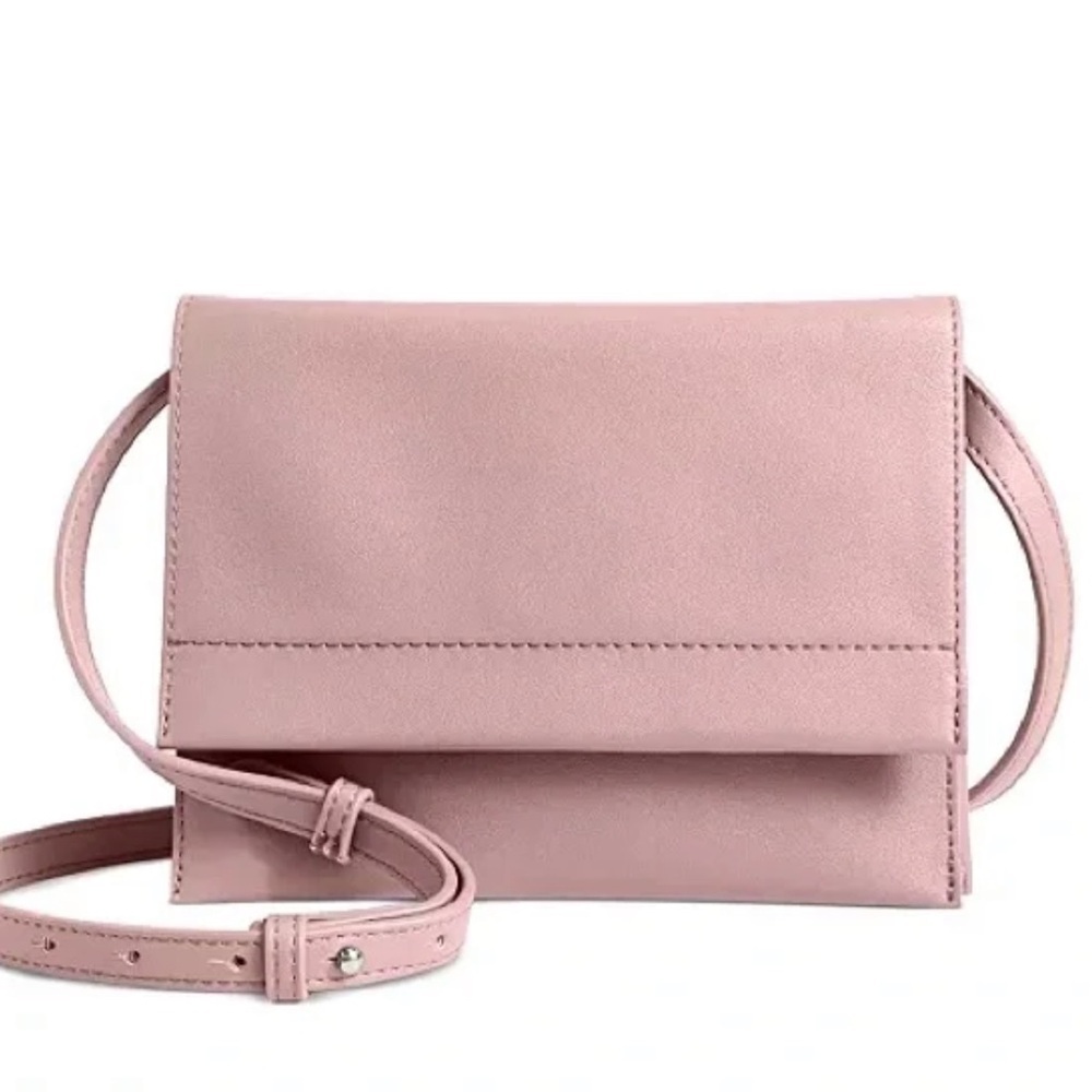NEW Women's Gianni Bernini Pink Rose Front Flap Leather Crossbody